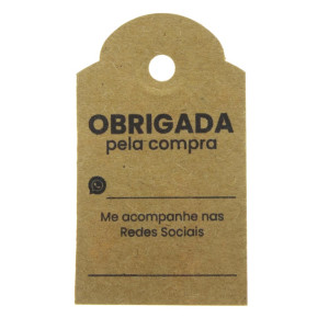 Tag Obrigada pela Compra, 6.5cm x 4cm, Kraft