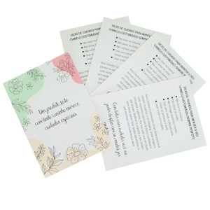Panfleto de Cuidados Especiais, 7,5cm x 10,5cm, Floral, Branco/Verde/Rosa