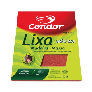 Lixa para Artesanato, Condor, 225mm x 275mm, Grão 220