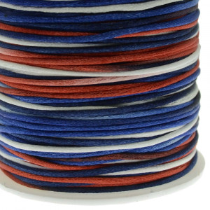 Fio de Seda, 1mm, Mesclado Marinho/Branco/Vermelho