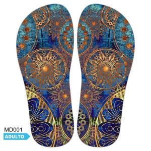 Lonita Sublimada, Mandala, Dourado/Azul