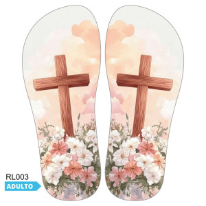 Lonita Sublimada, Cruz Floral, Marrom/Rosa /Verde