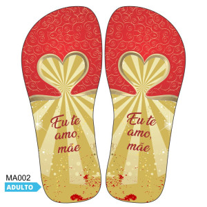 Lonita Sublimada, Adulto, Coração Eu te Amo Mãe, Vermelho/Dourado