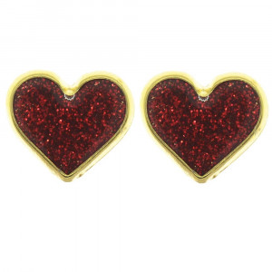Piercing de Rebite, Coração com Glitter, Vermelho