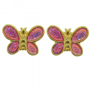 Piercing de Rebite, Borboleta Rosa com Glitter