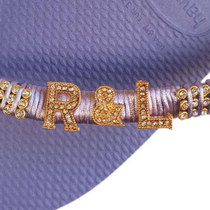 Piercing de Rebite, Letras com Strass, Ouro, Cristal