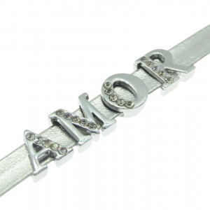 Letra com Strass, Passante, Prata, Cristal