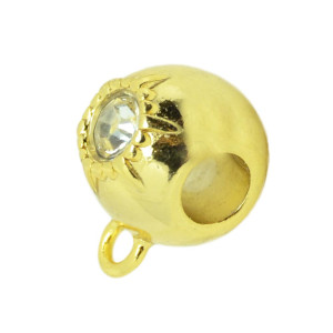 Passante com Argola, Ponto de Luz, Ouro, Cristal