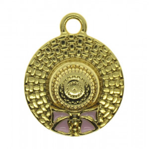 Pingente, Chapéu de Palha, Ouro, Rosa