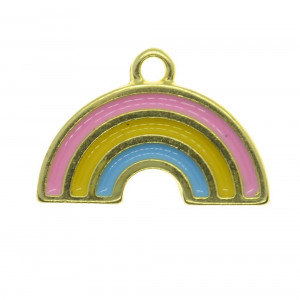 Pingente, Arco-Íris, Ouro, Azul/Amarelo/Rosa