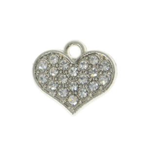 Pingente, Coração com Strass, Níquel/Cristal