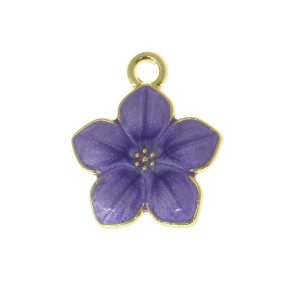 Pingente, Flor com Resina Marmorizada, Ouro/Roxo