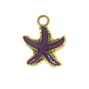 Pingente, Estrela do Mar, Ouro/Roxo