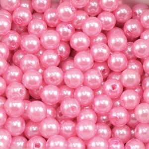 Pérola ABS, 08mm, Rosa Claro