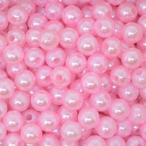 Pérola ABS, 08mm, Rosa Bebê