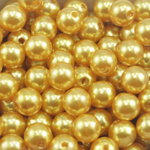 Pérola ABS, 10mm, Amarelo Dourado