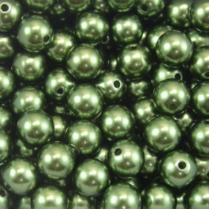 Pérola ABS, 10mm, Verde Musgo