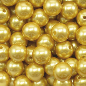Pérola ABS, 12mm, Amarelo Dourado