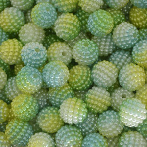 Pérola Craquelada Amora, 10mm, Mesclado Verde/Amarelo/Branco