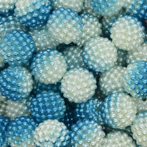 Pérola Craquelada Amora, 12mm, Mesclado Turquesa/Branco