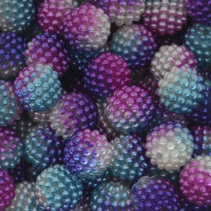 Pérola Craquelada Amora, 12mm, Mesclado Branco/Turquesa/Rosa/Roxo