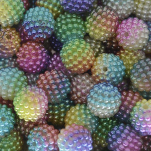 Pérola Craquelada Amora, 12mm, Mesclado Branco/Arco-Íris