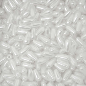 Gota de Pérola ABS, Furo Passante, 03mm x 06mm, Branco