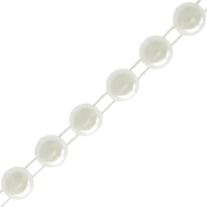 Corrente de Pérola, Meia Pérola 08mm, Branco