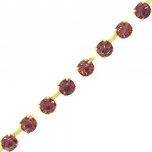 Fio de Strass, SS12, Ouro, Strass Rosé