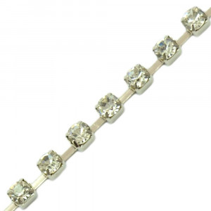Fio de Strass, SS14, Prata, Strass Cristal