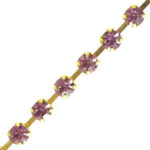 Fio de Strass, SS16, Ouro, Strass Light Ametista