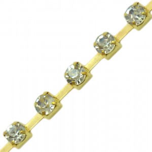 Fio de Strass, SS18, Ouro, Strass Cristal