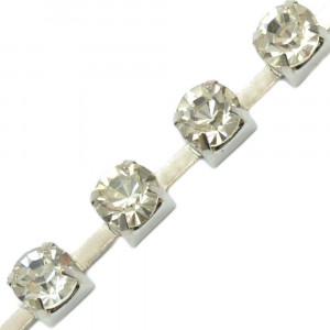 Fio de Strass, SS28, Prata, Strass Cristal