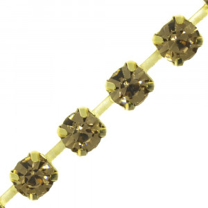 Fio de Strass, SS28, Ouro, Strass Light Colorado Topaz