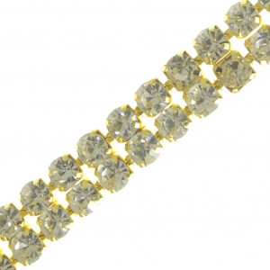 Fio de Strass, SS18, Duplo, Ouro, Strass Cristal