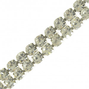 Fio de Strass, SS18, Duplo, Prata, Strass Cristal