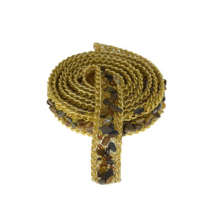 Manta de Cascalho com Corrente Dourada, 15mm, Marrom