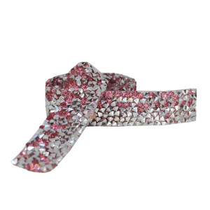 Tira de Strass, 15mm, Rosa/Prata