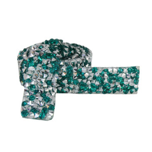Tira de Strass, 15mm, Verde/Prata