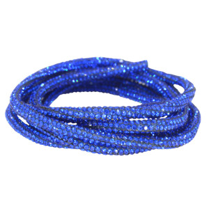 Tubo de Strass, 04mm, Fini para Cadarços, Azul