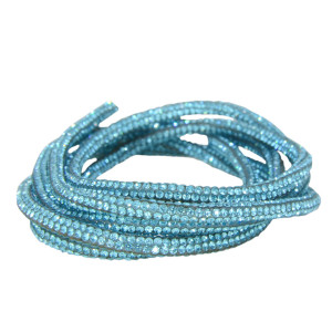 Tubo de Strass, 04mm, Fini para Cadarços, Azul Tiffany