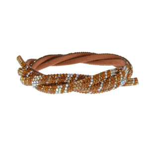 Tubo de Strass Meia Cana, 06mm, Marrom/Dourado