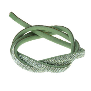 Tubo de Strass Meia Cana, 08mm, Verde Pistache/Cristal