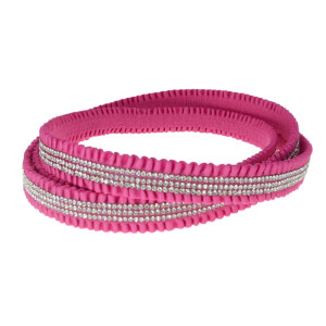 Tira de Tecido Elástica com Strass, 15mm, Rosa Choque