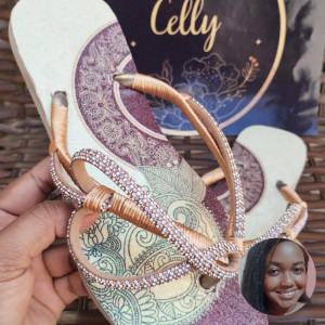 Chinelo com Coração Tubo de strass - Celiana Sliva
