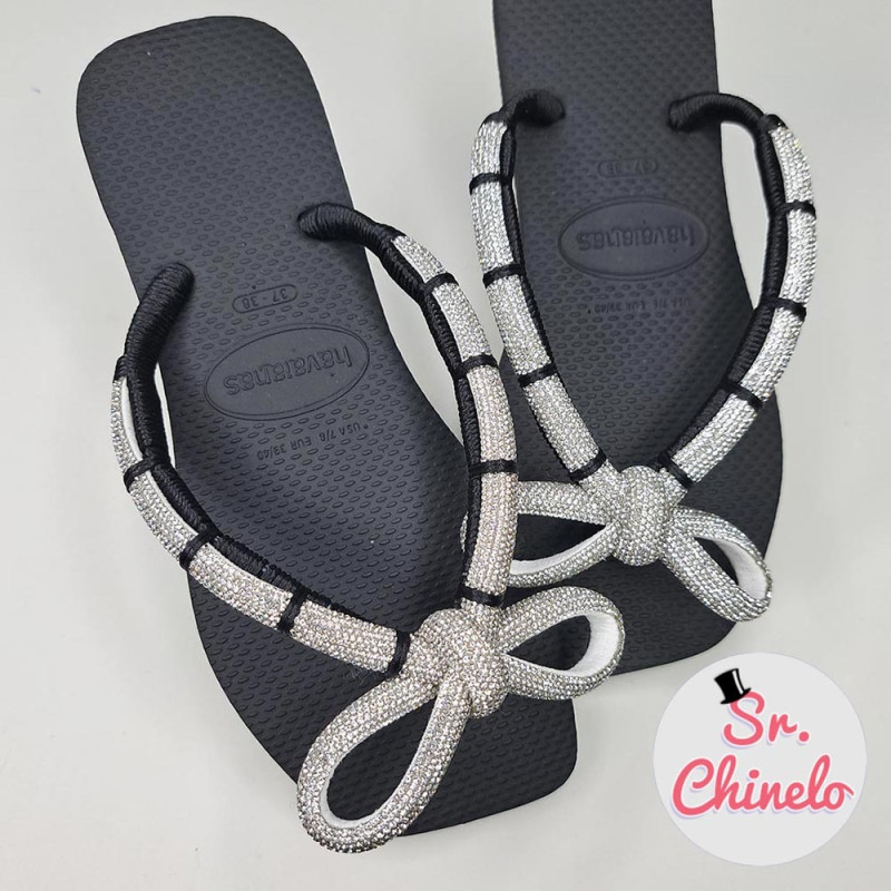 Chinelo com Cabedal Laço Meia Cana