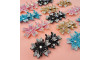 Cabedal Miriam, Três Flores com Strass, Tecido, Rosê Furtacor
