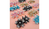 Cabedal Miriam, Três Flores com Strass, Tecido, Preto/Furtacor