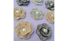 Cabedal Eloá, Flor Camadas com Pérola, Tecido, Rose Gold/Furtacor