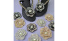 Cabedal Eloá, Flor Camadas com Pérola, Tecido, Rose Gold/Furtacor